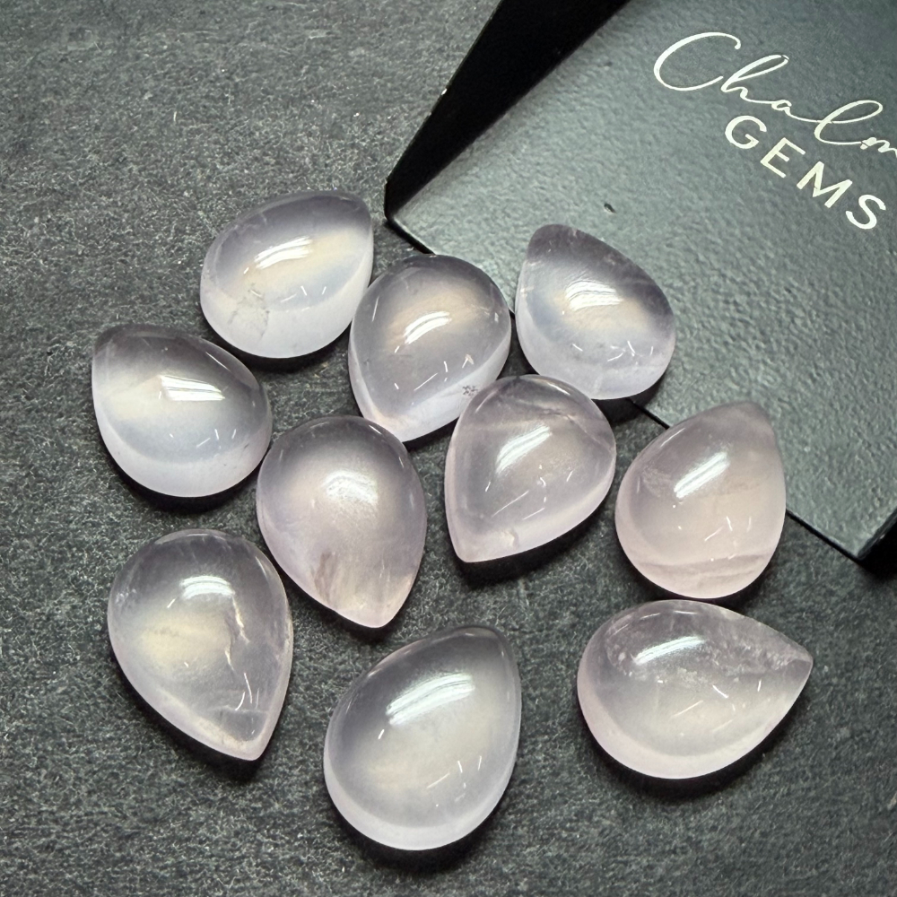 Rose Quartz 13 x 18mm Pear Shape Cabochon 1pc INDIA - Image 2