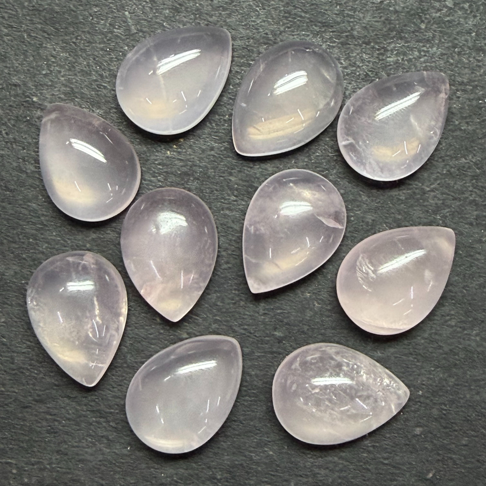 Rose Quartz 13 x 18mm Pear Shape Cabochon 1pc INDIA
